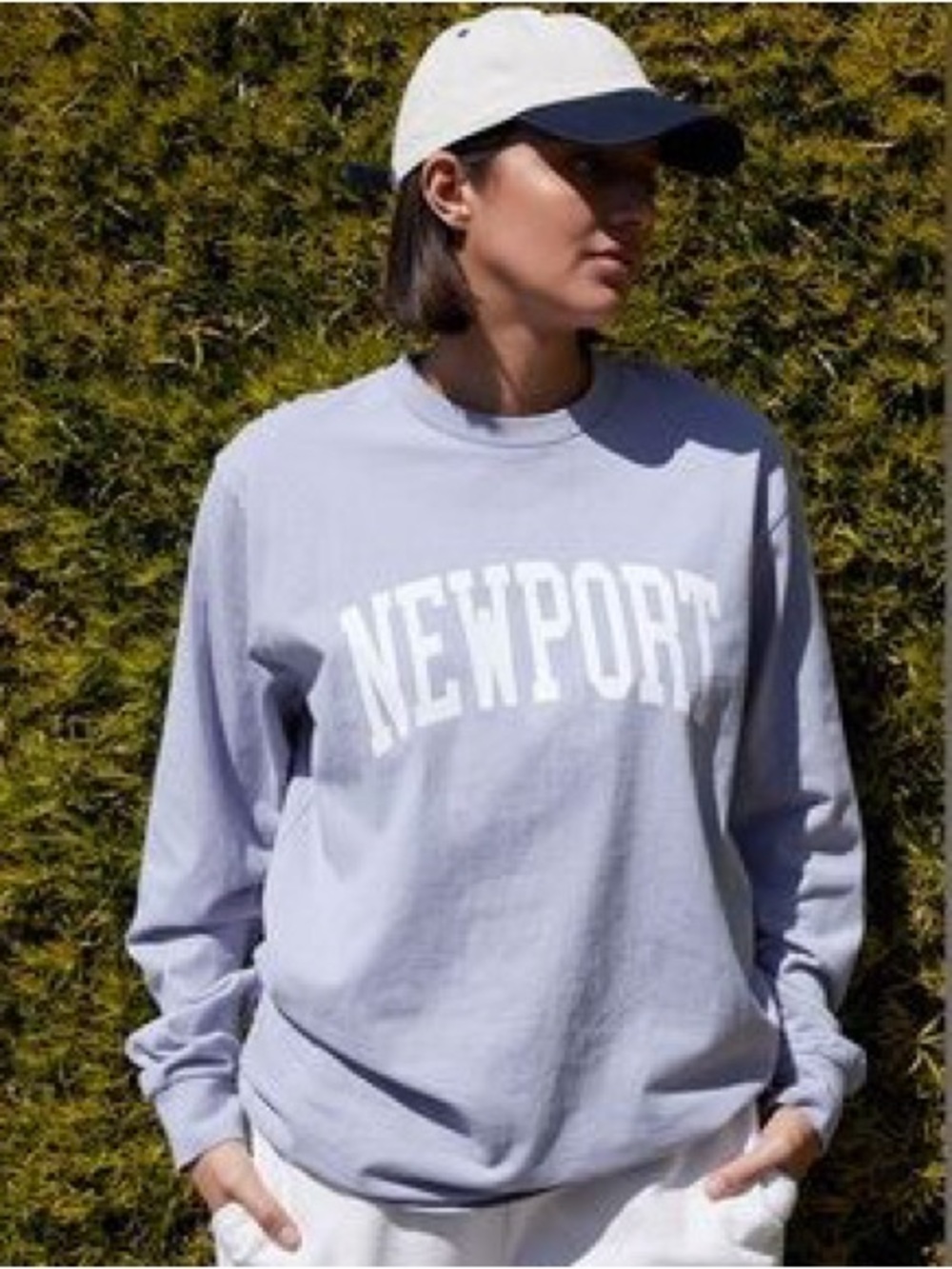 John Galt Brandy Melville Newport RI Long-Sleeve Tee in Periwinkle